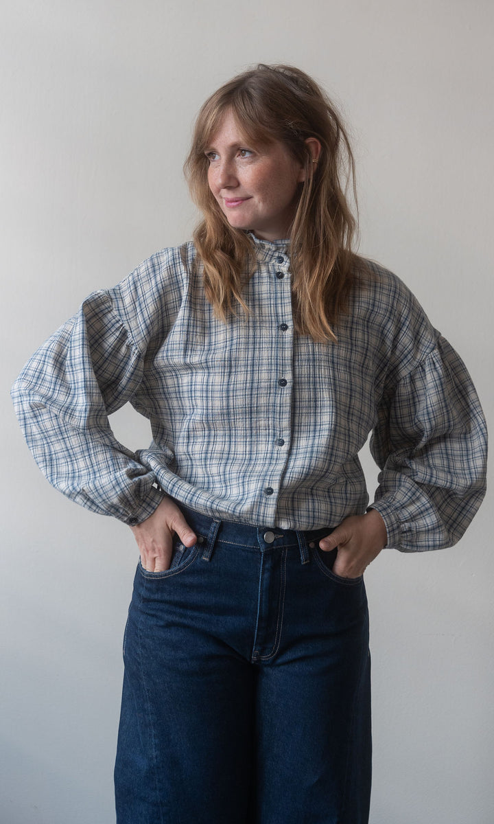 Bluse Célia / blau-kariert