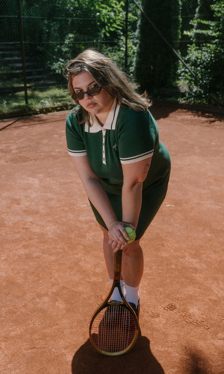 Toni Knitted T-Shirt Dress with Polo Collar