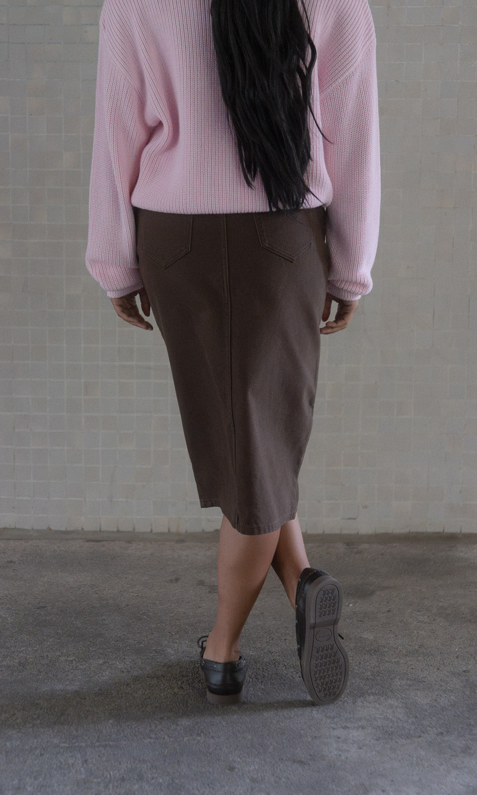 Midi Jeansrock / Braun