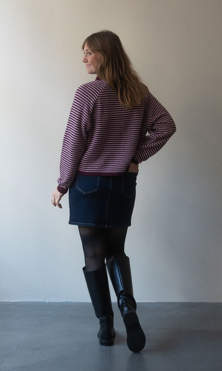 Gestreifte Strickjacke Jola mit Reißverschluss