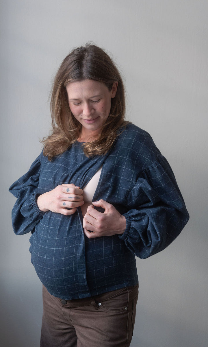 Karo Stillbluse Lovis / Dunkelblau