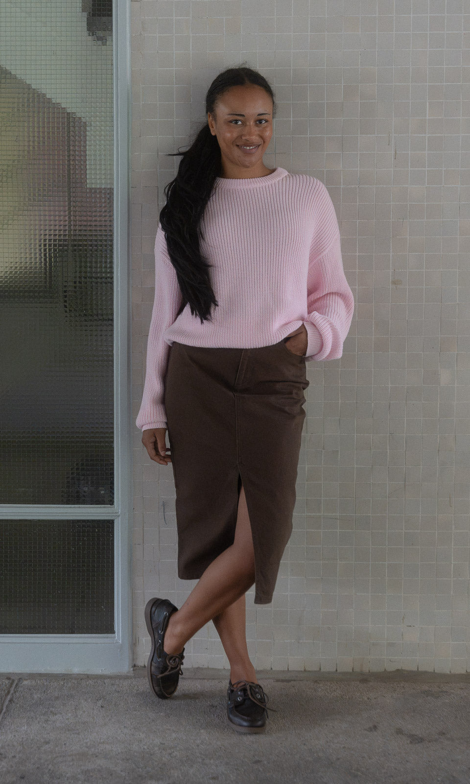 Strickpullover aus Bio-Baumwolle / Helles Rosé