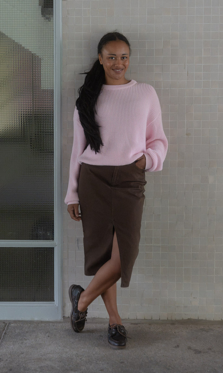 Strickpullover aus Bio-Baumwolle / Helles Rosé