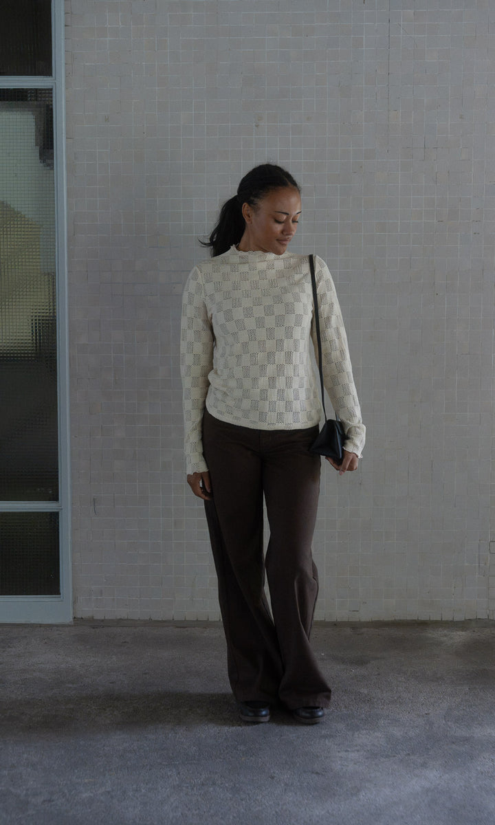 Crochet Langarmshirt / Creme