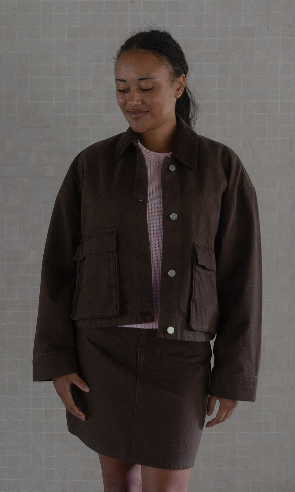 Kurzer Jeansrock / Braun