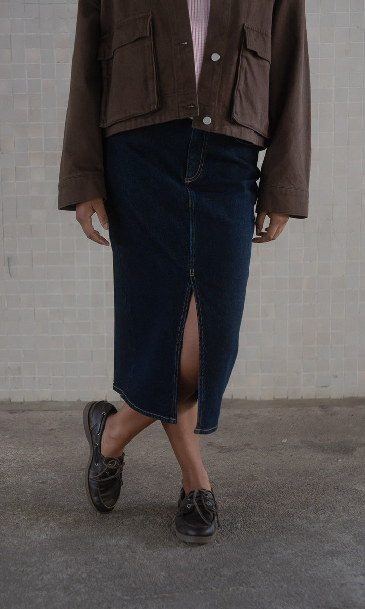 Midi Jeansrock / Dunkelblau