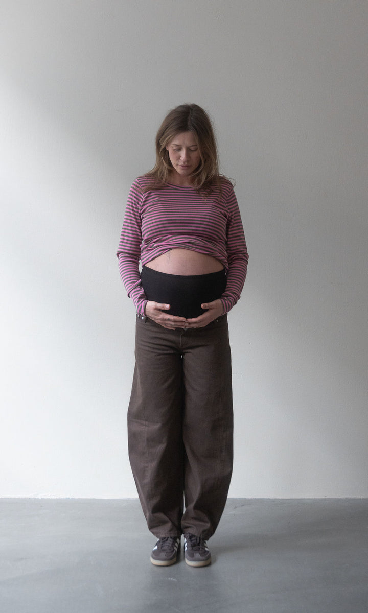 Umstandsjeans Barrel Leg Chocolat