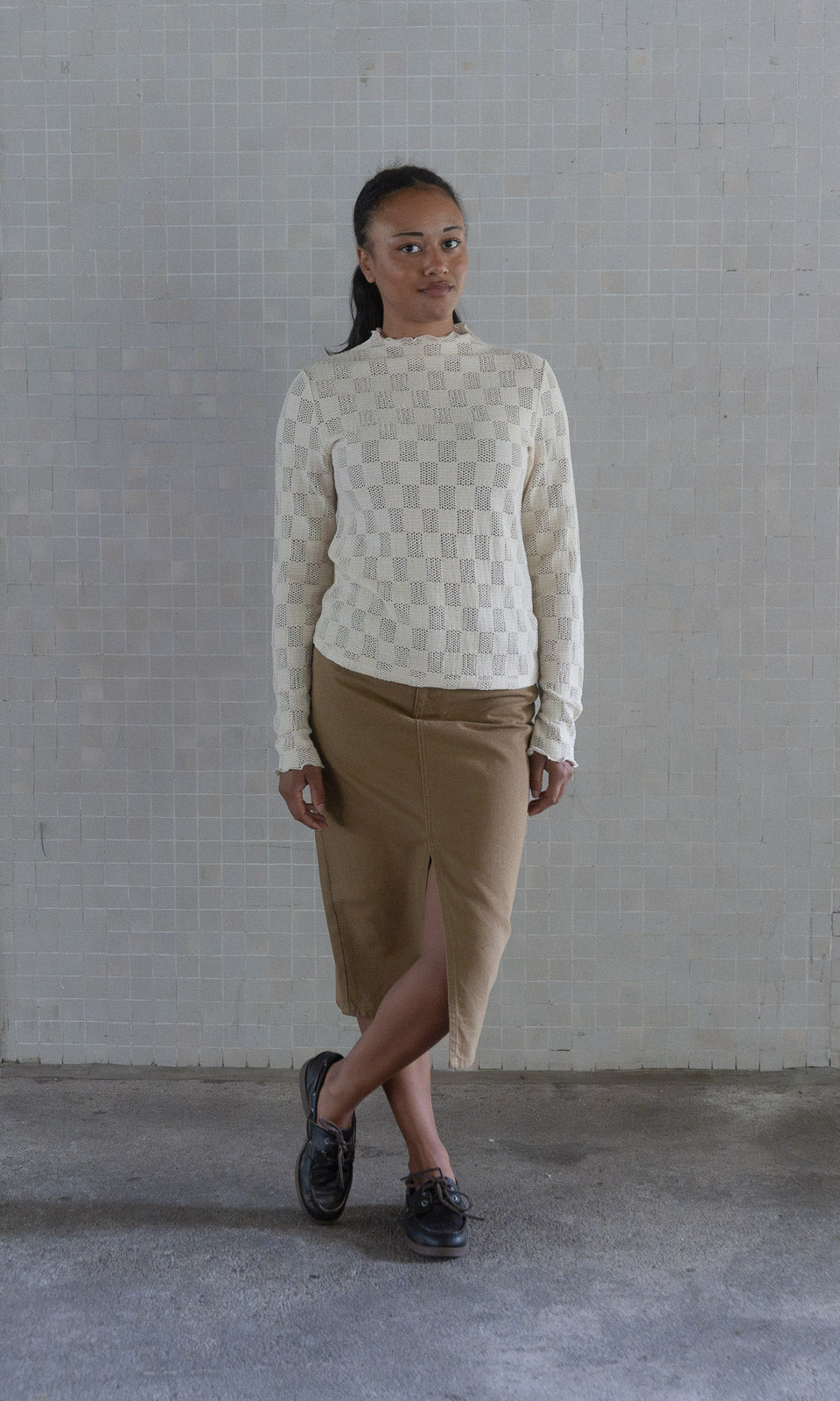 Midi Jeansrock / Khaki