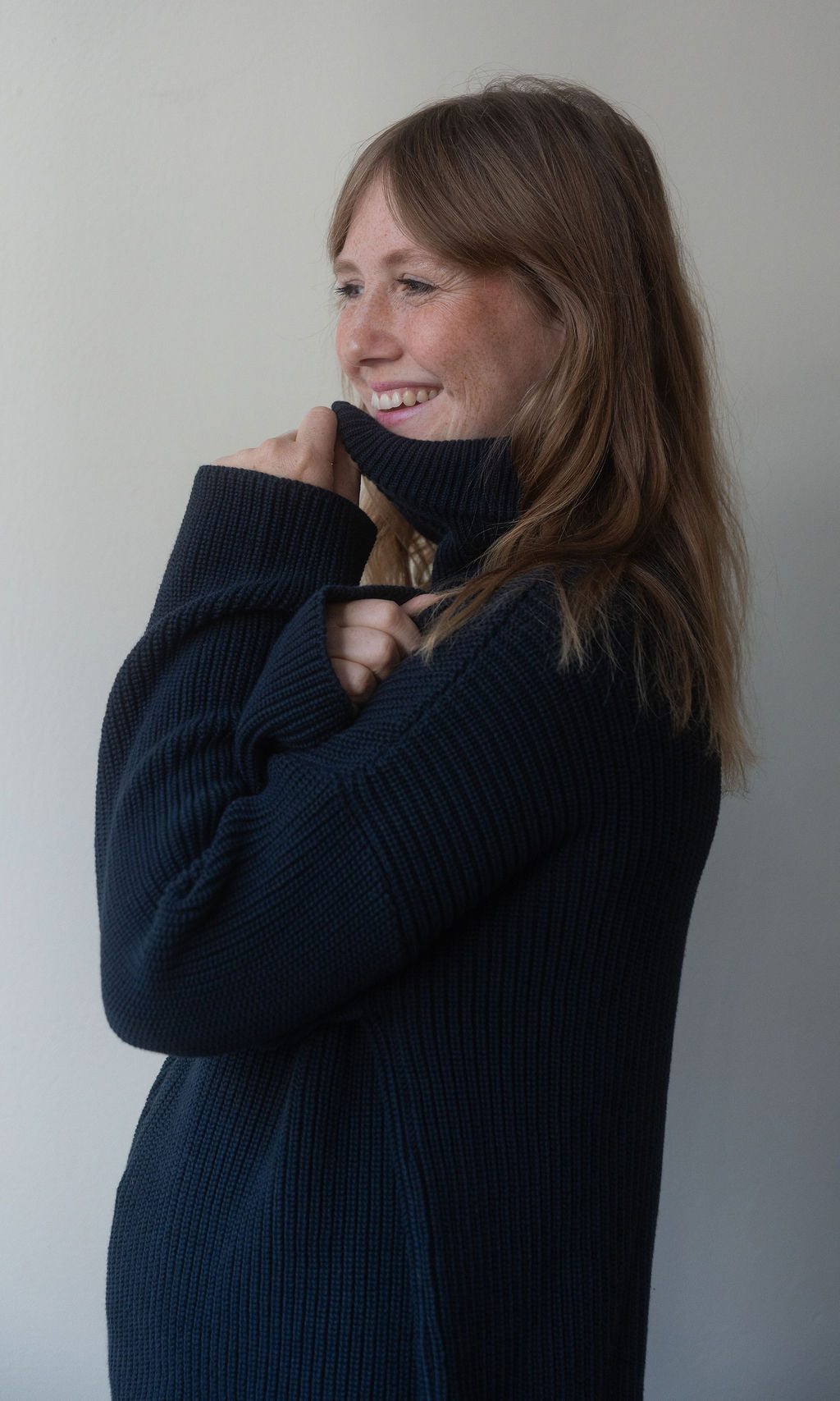 Gerippter Pullover Mio mit Zipper / Dunkelblau