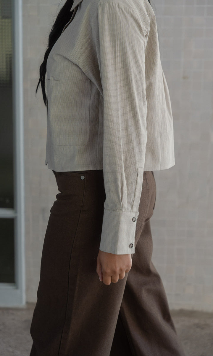 Cropped Oversized Hemd / Karo Sesam