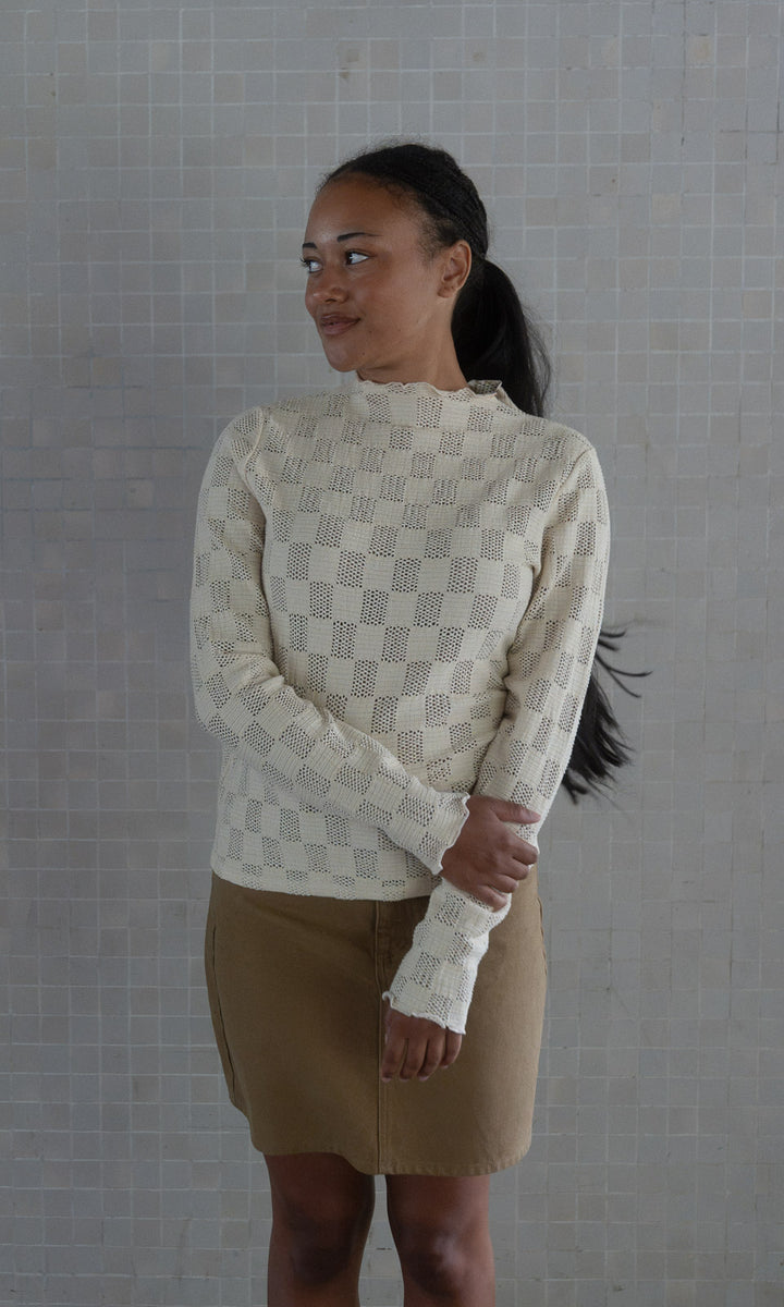 Crochet Langarmshirt / Creme