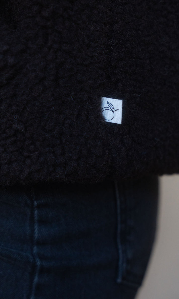 Schafwoll Jacke mit Reißverschluss / Dunkelbraun