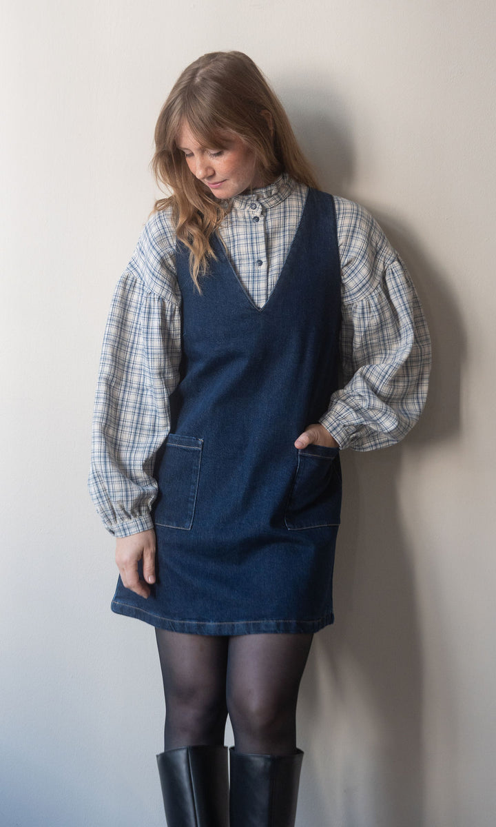 Bluse Célia / blau-kariert