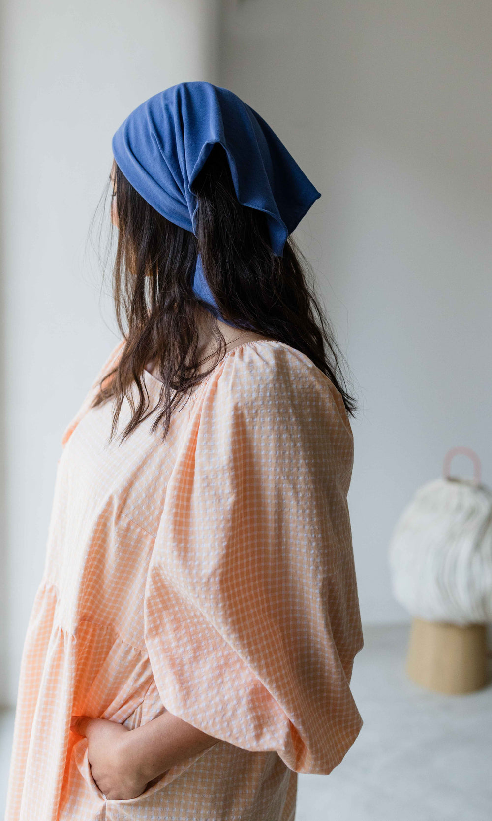 Dreieckiges Tuch aus Jersey - abricot coco