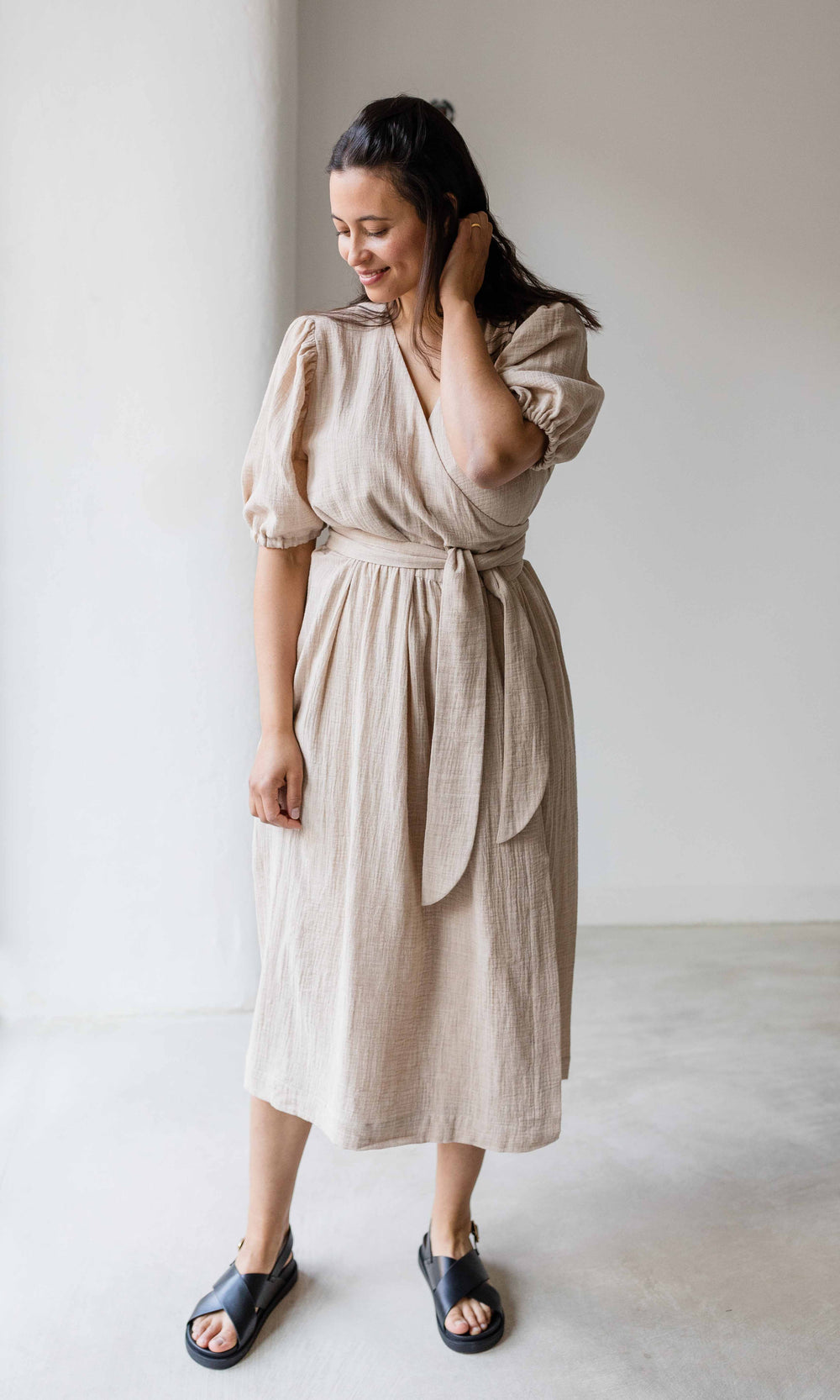 Musselin Wickelkleid Lovis - abricot coco