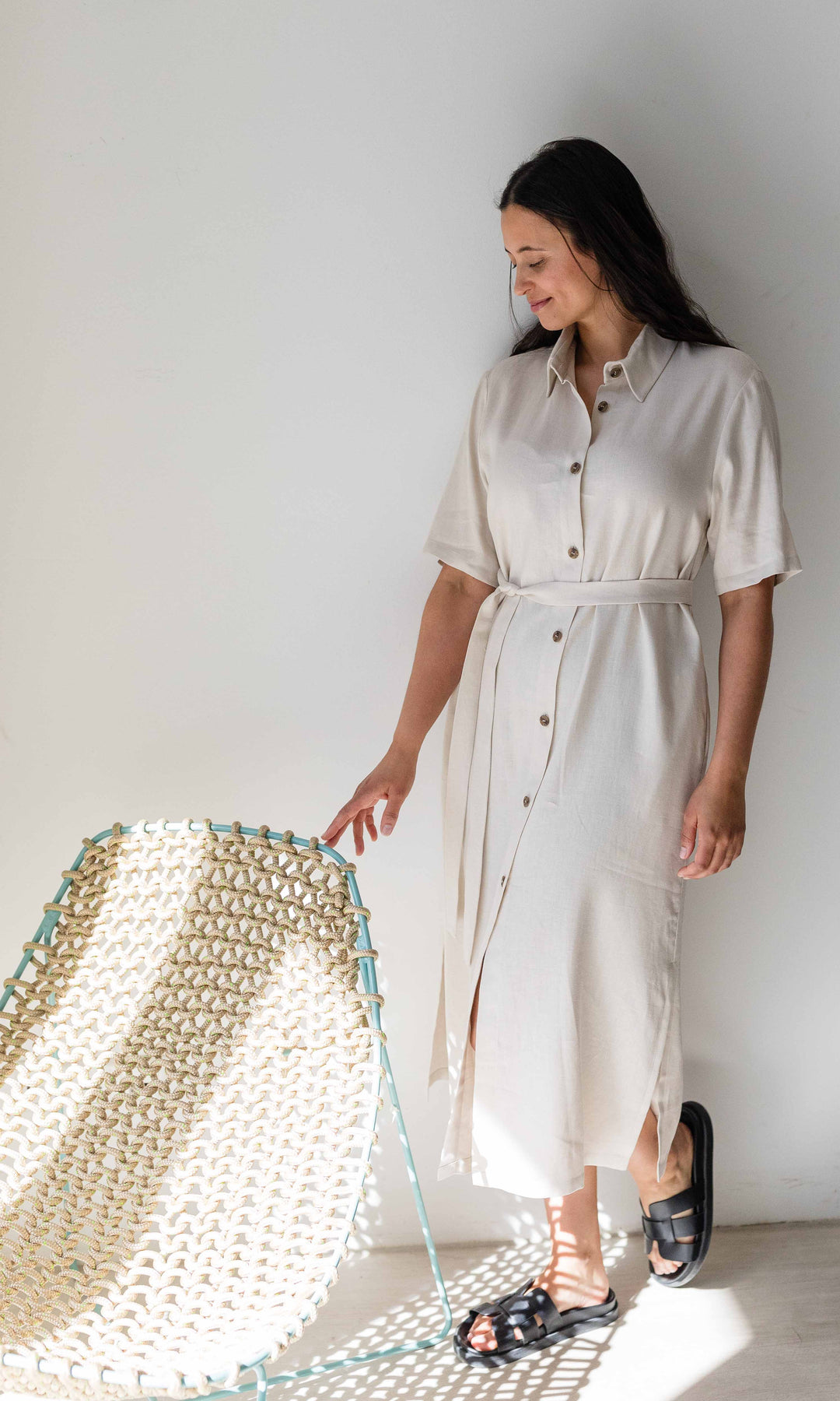 Hemdkleid aus Leinen - abricot coco