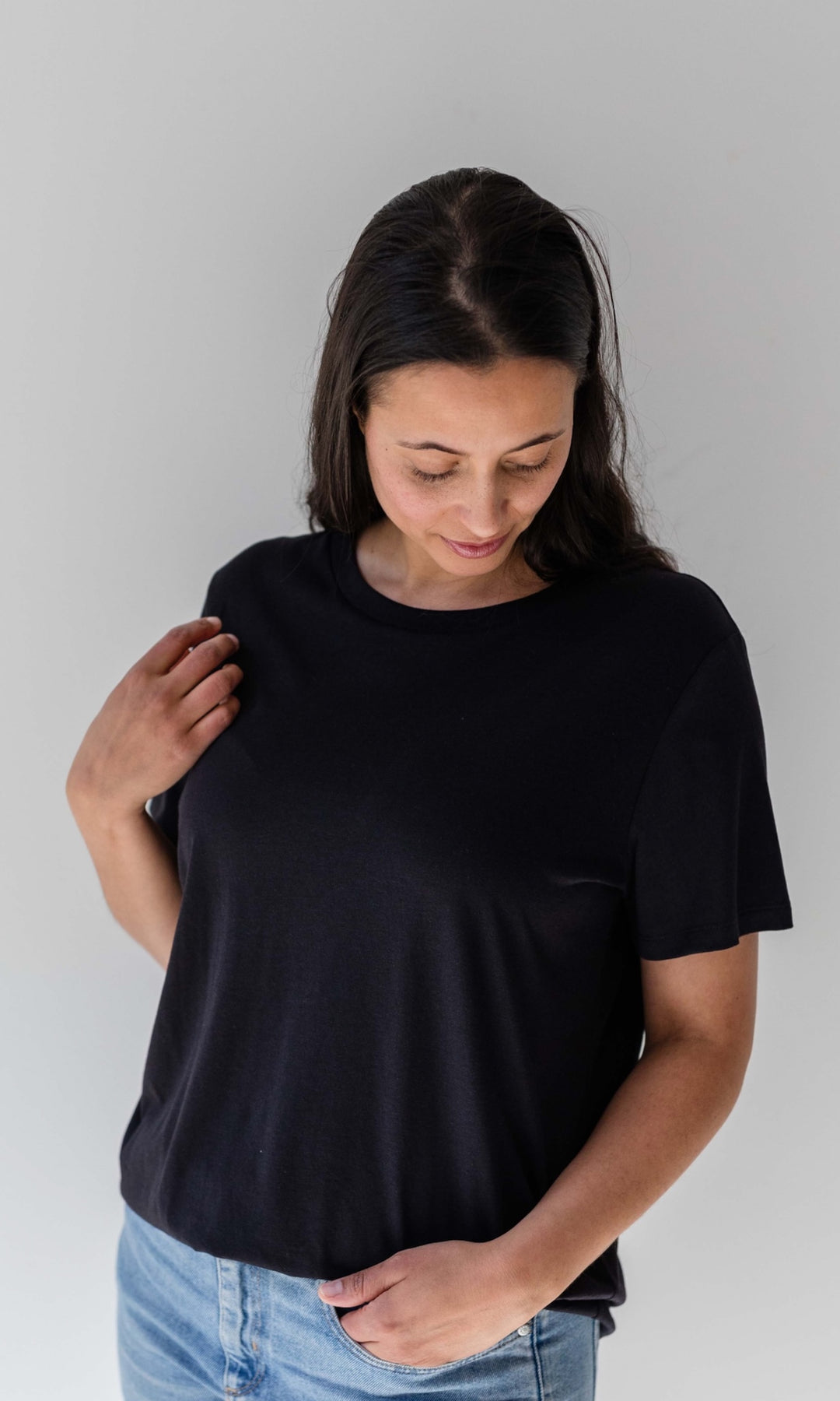 T-Shirt Basic aus Bambus-Baumwollstoff - abricot coco