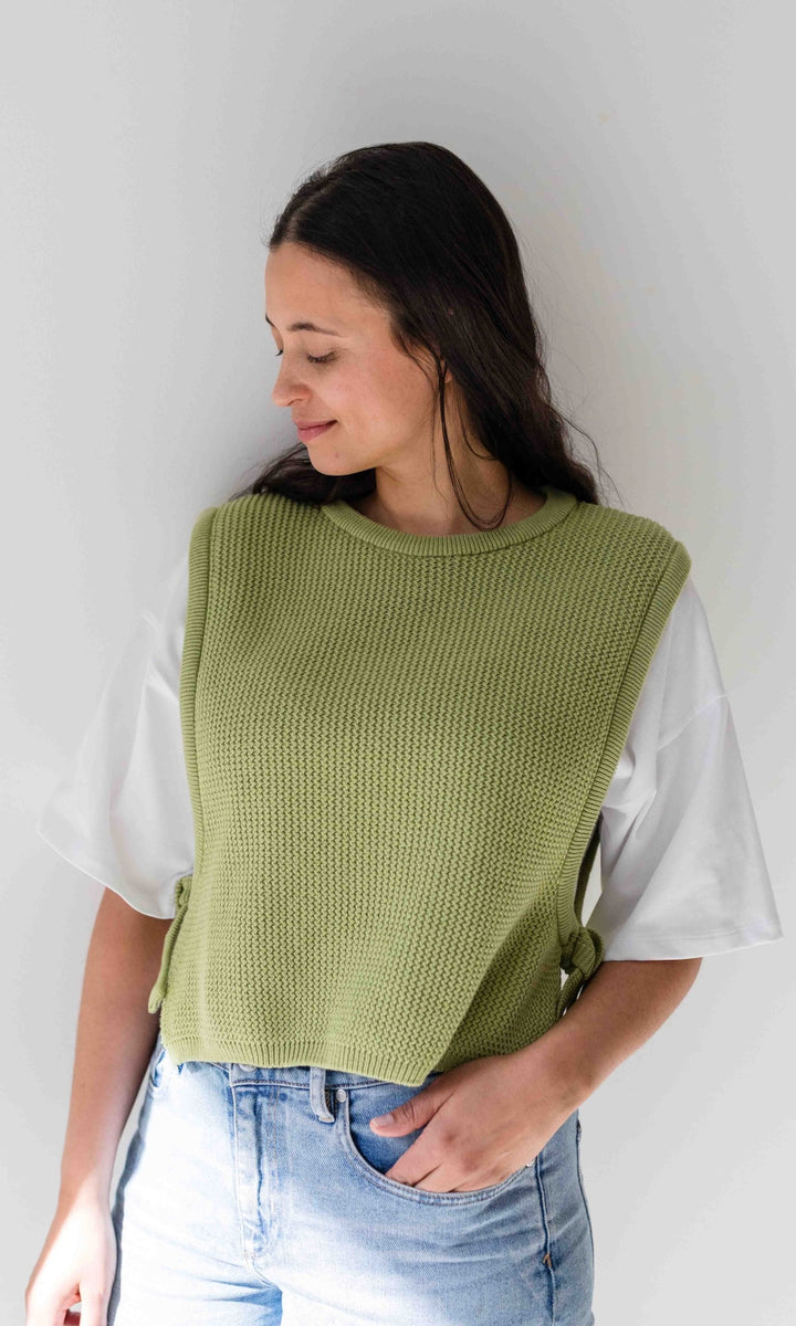 Strickpullunder mit seitlichem Bindedetail - abricot coco