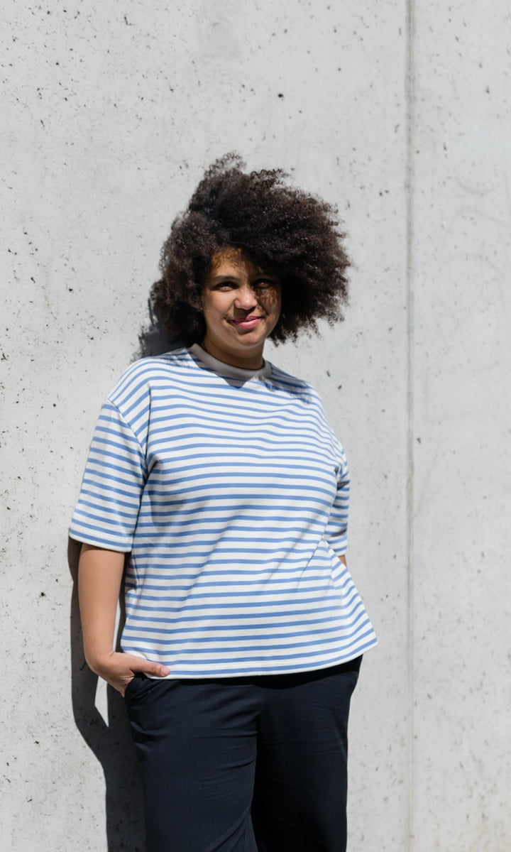 Gestreiftes Oversized T-Shirt - abricot coco