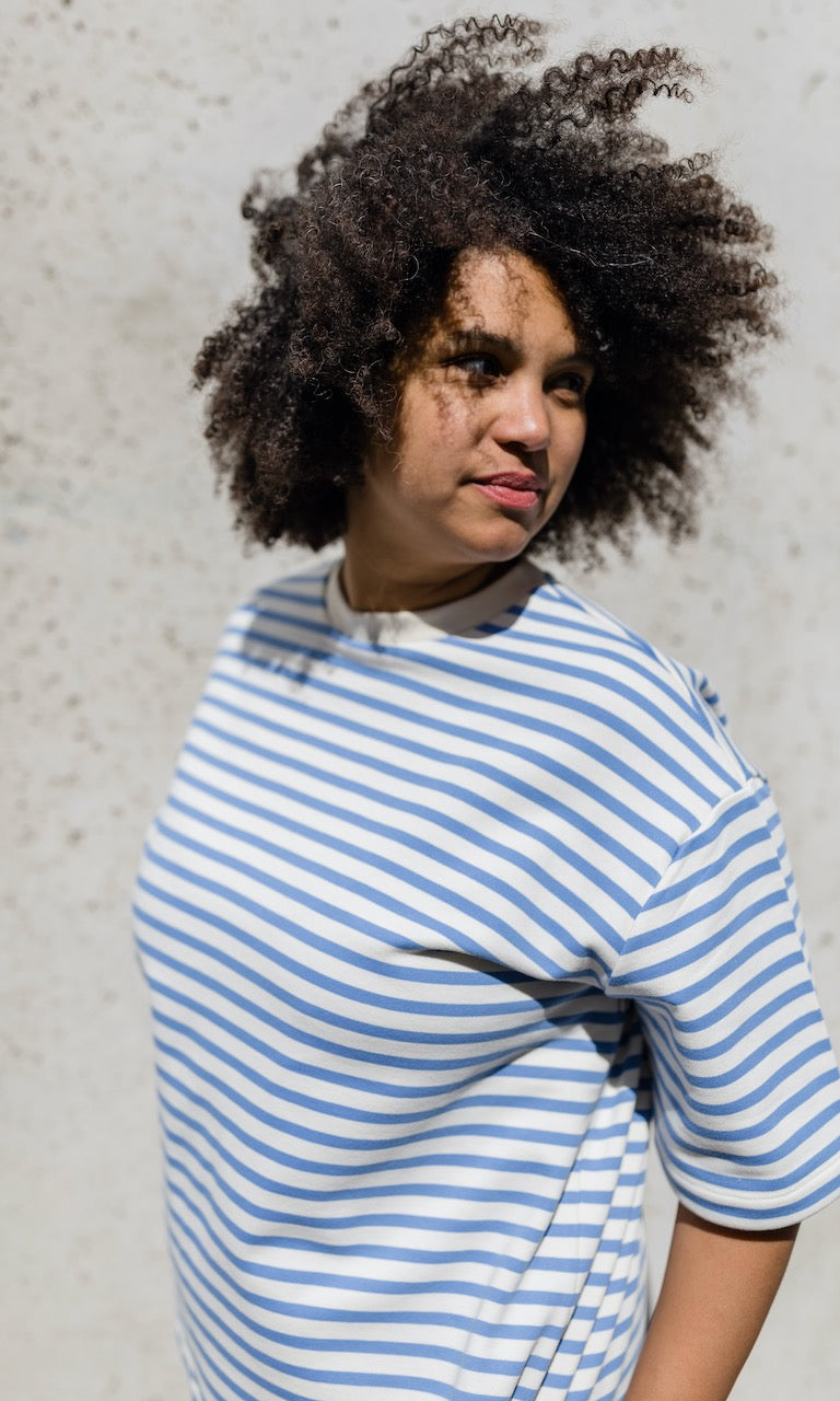 Gestreiftes Oversized T-Shirt - abricot coco