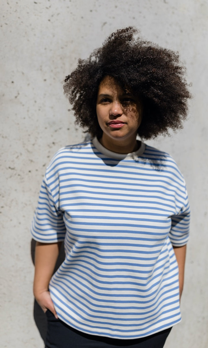 Gestreiftes Oversized T-Shirt - abricot coco