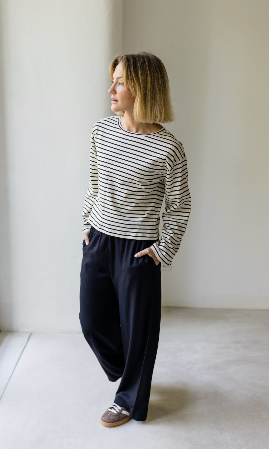 Gestreiftes Langarm Shirt - abricot coco