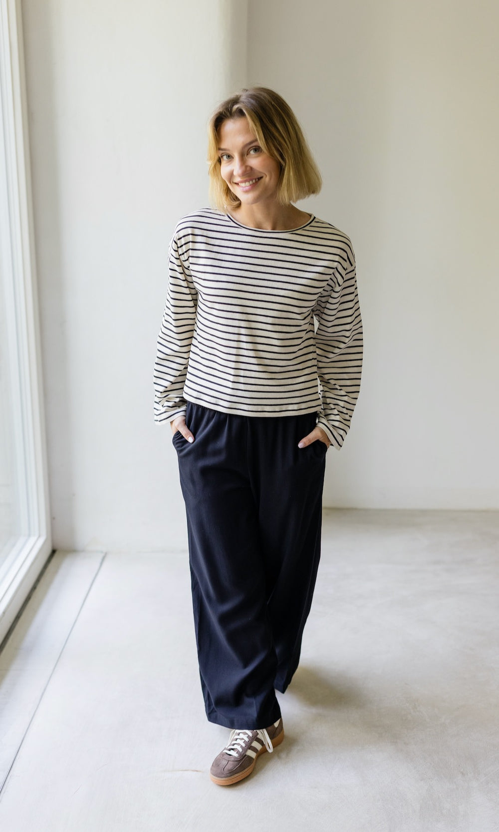 Gestreiftes Langarm Shirt - abricot coco