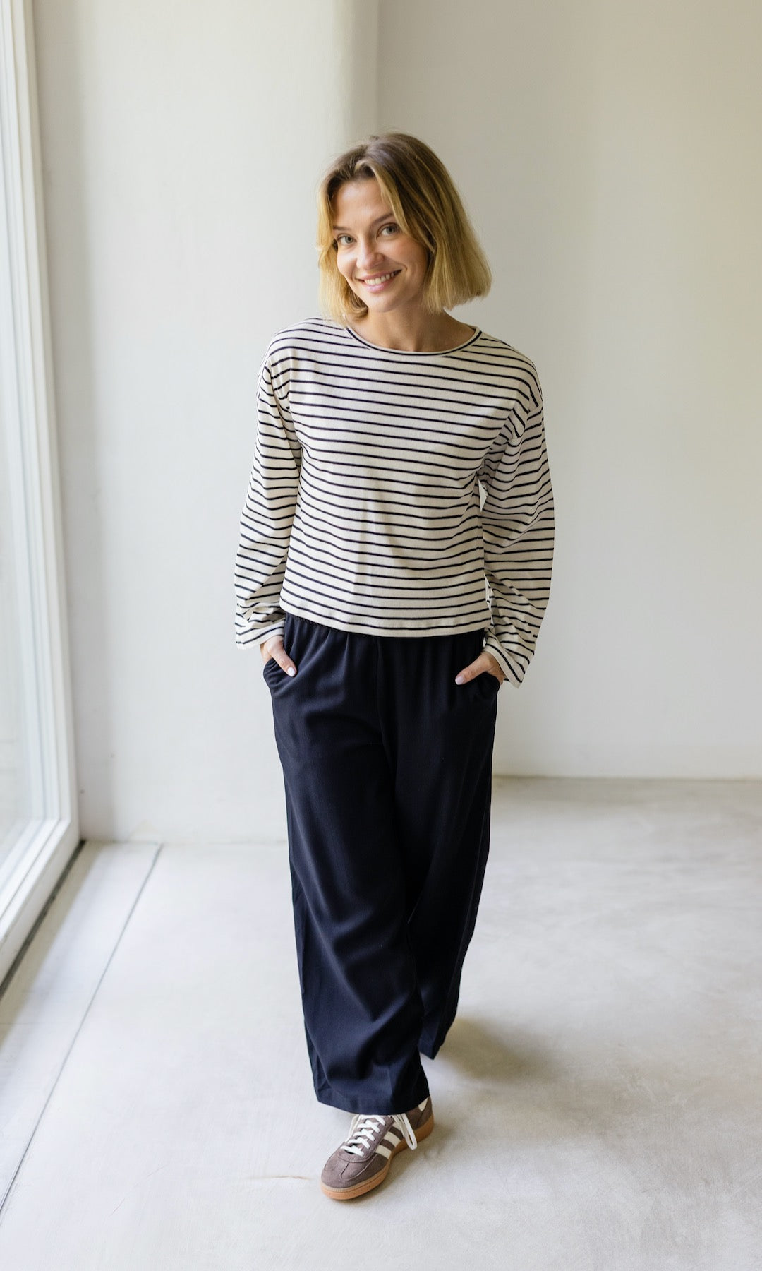 Gestreiftes Langarm Shirt - abricot coco