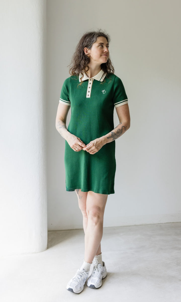 T-Shirt Kleid Toni aus Strick mit Polo Kragen - abricot coco