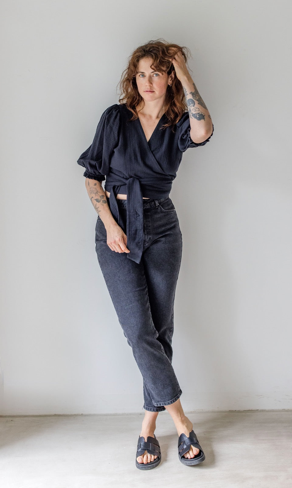 Musselin Wickelbluse - abricot coco