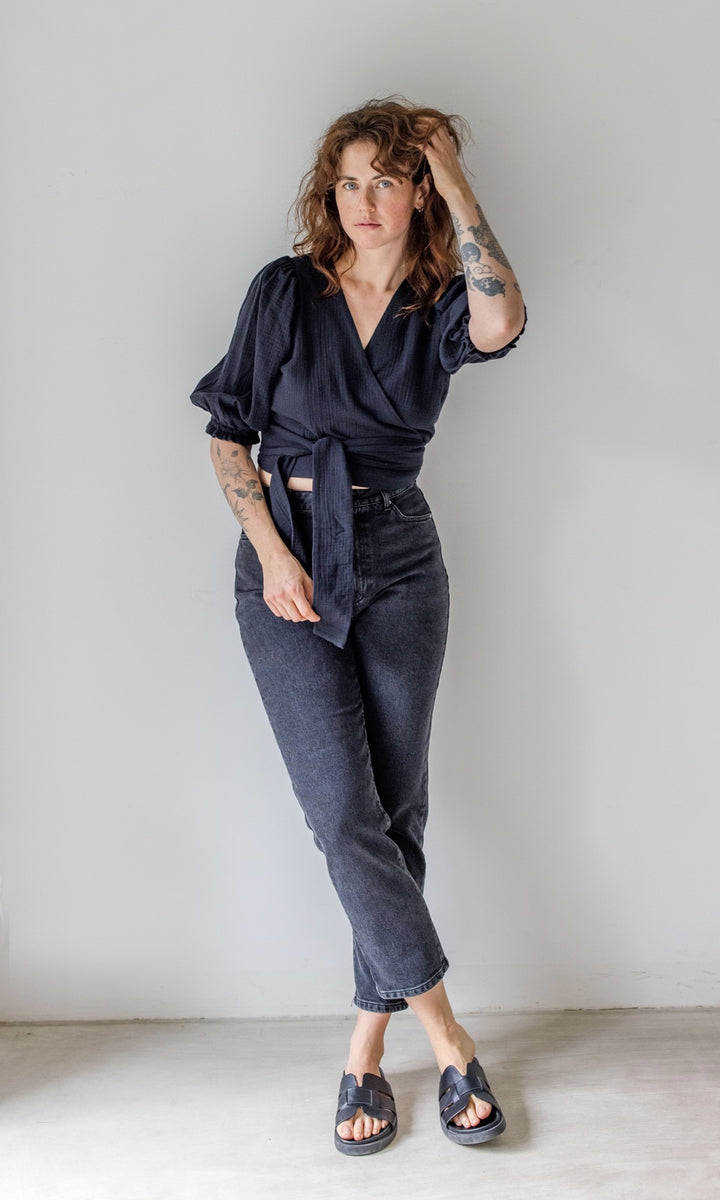 Musselin Wickelbluse - abricot coco