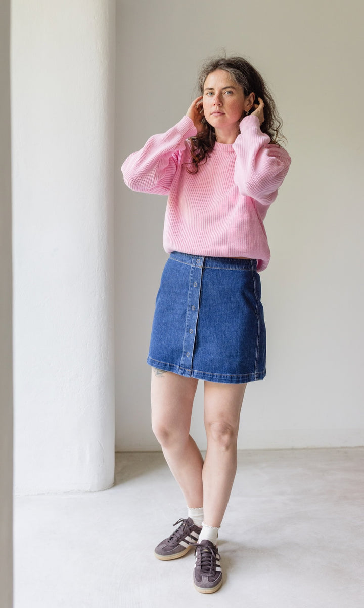 Strickpullover aus Baumwolle Rosé - abricot coco