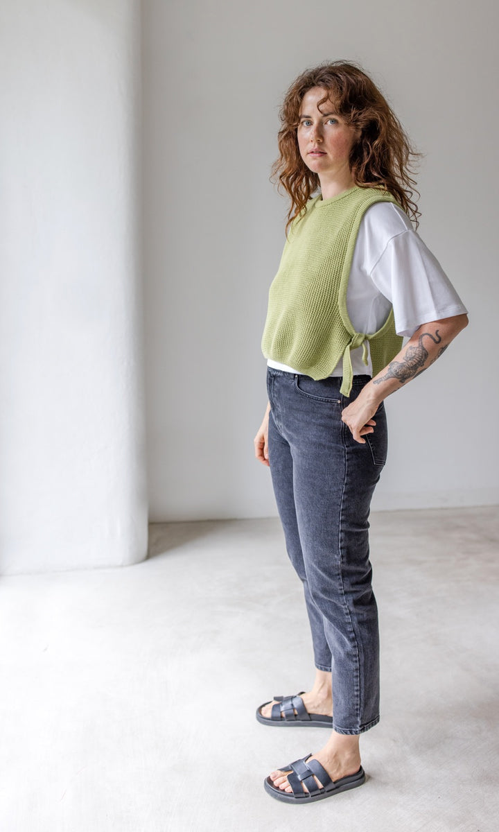 Strickpullunder mit seitlichem Bindedetail - abricot coco