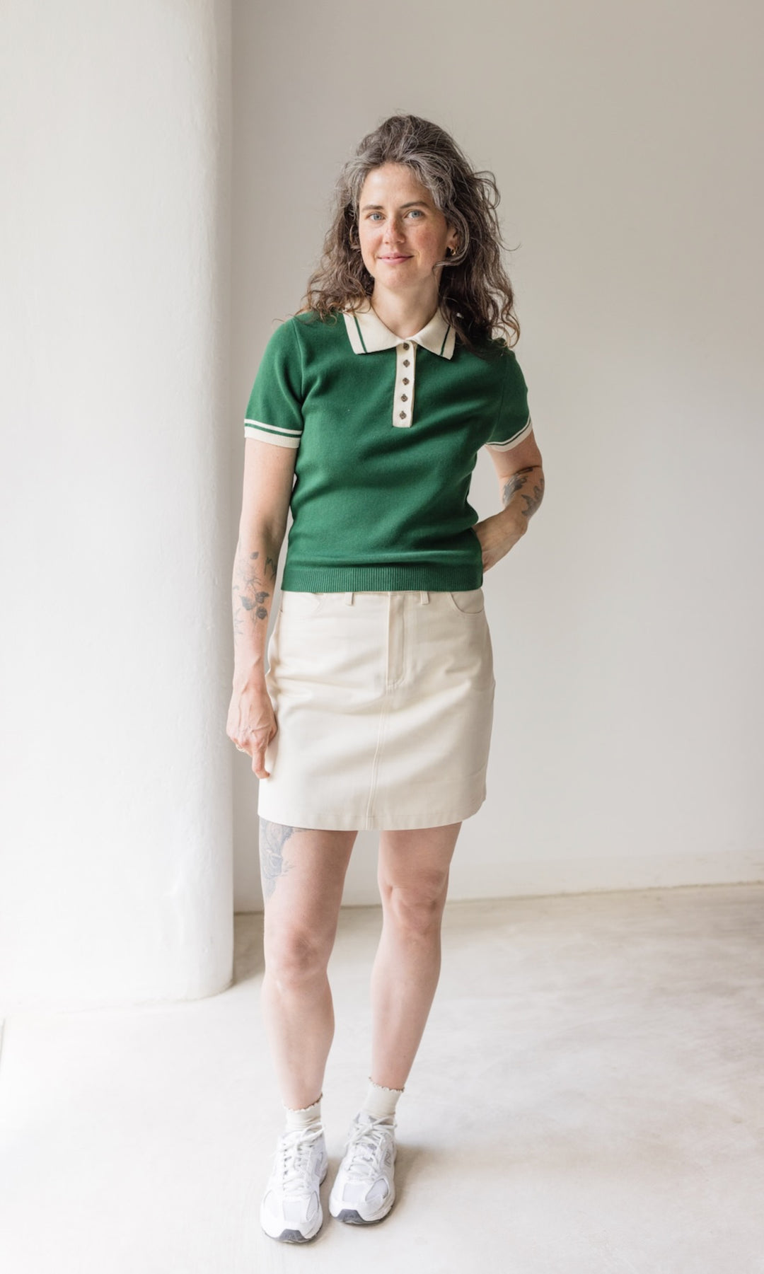 Polo T-Shirt Toni aus Strick Grün - abricot coco