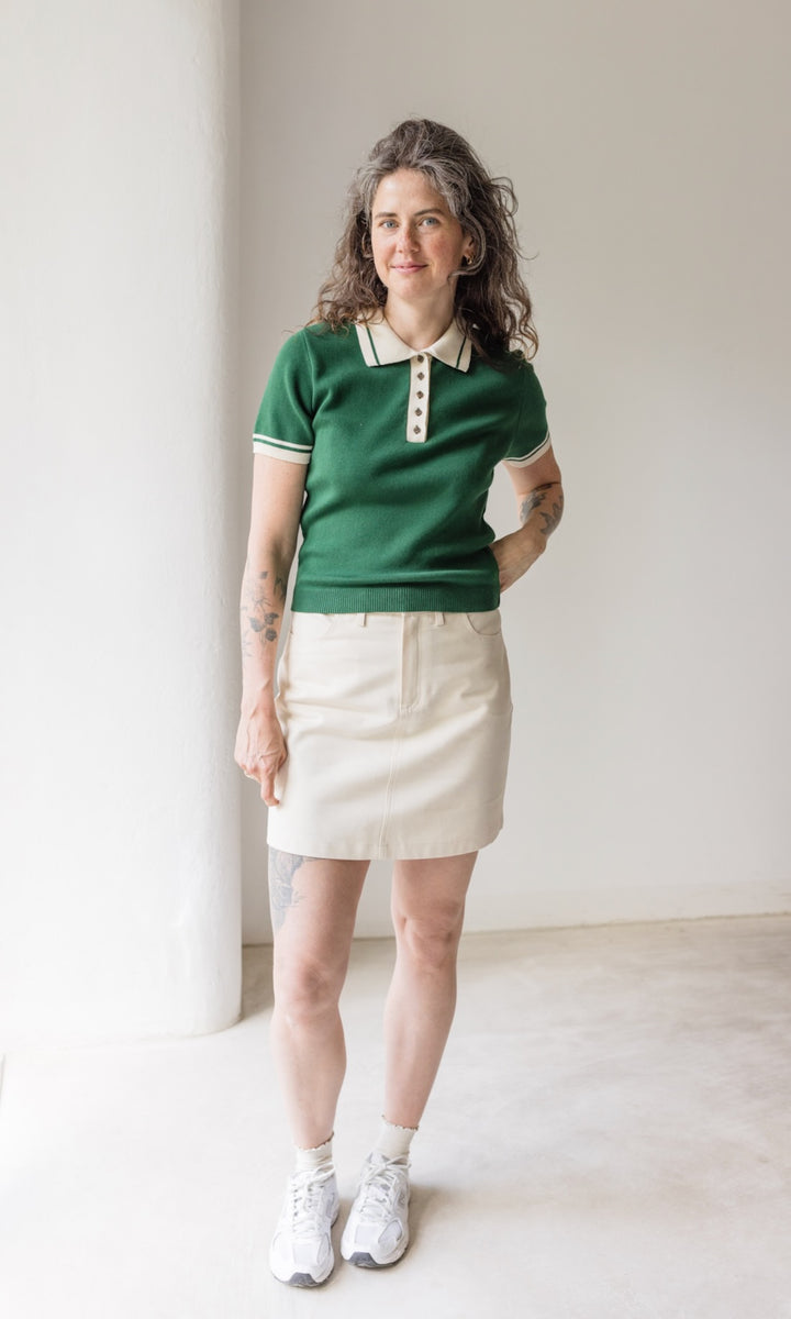 Polo T-Shirt Toni aus Strick Grün - abricot coco
