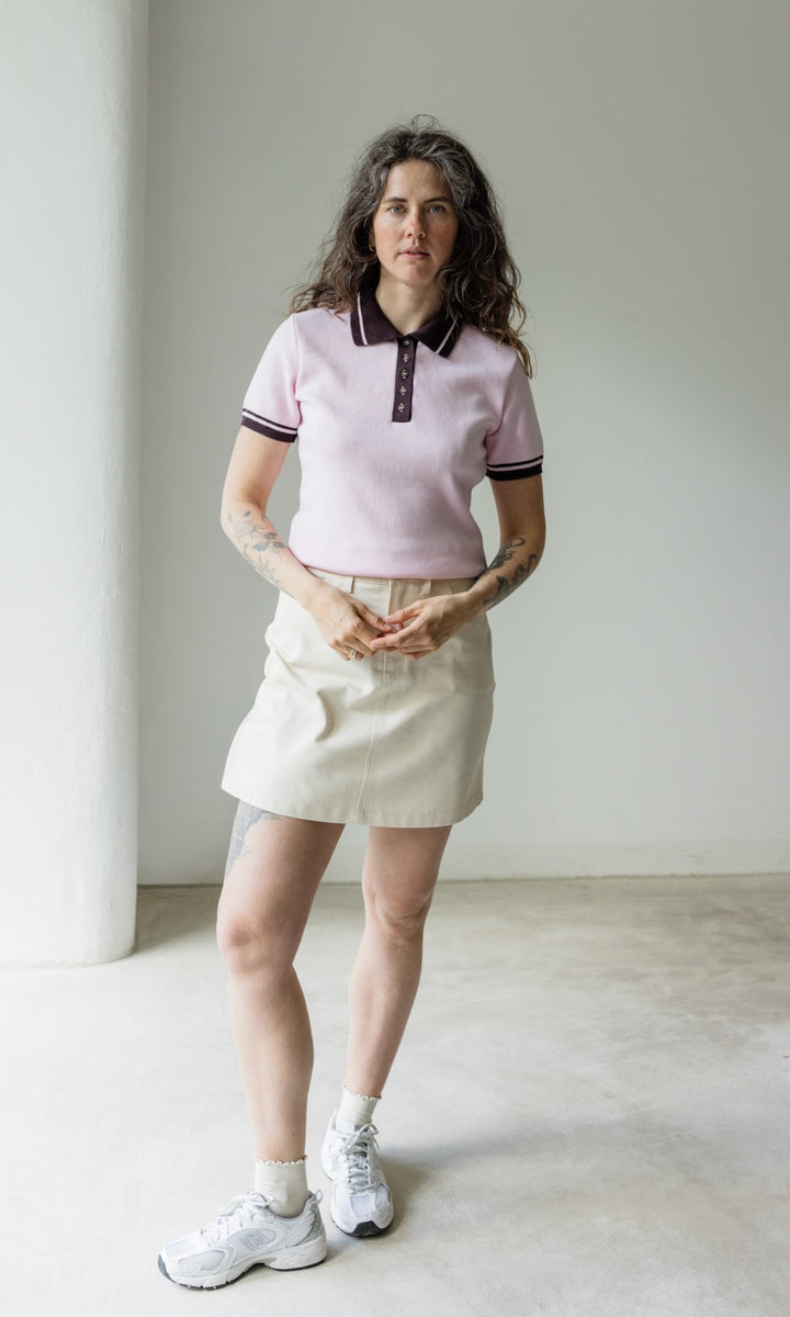 Polo T-Shirt Toni aus Strick Rosé - abricot coco