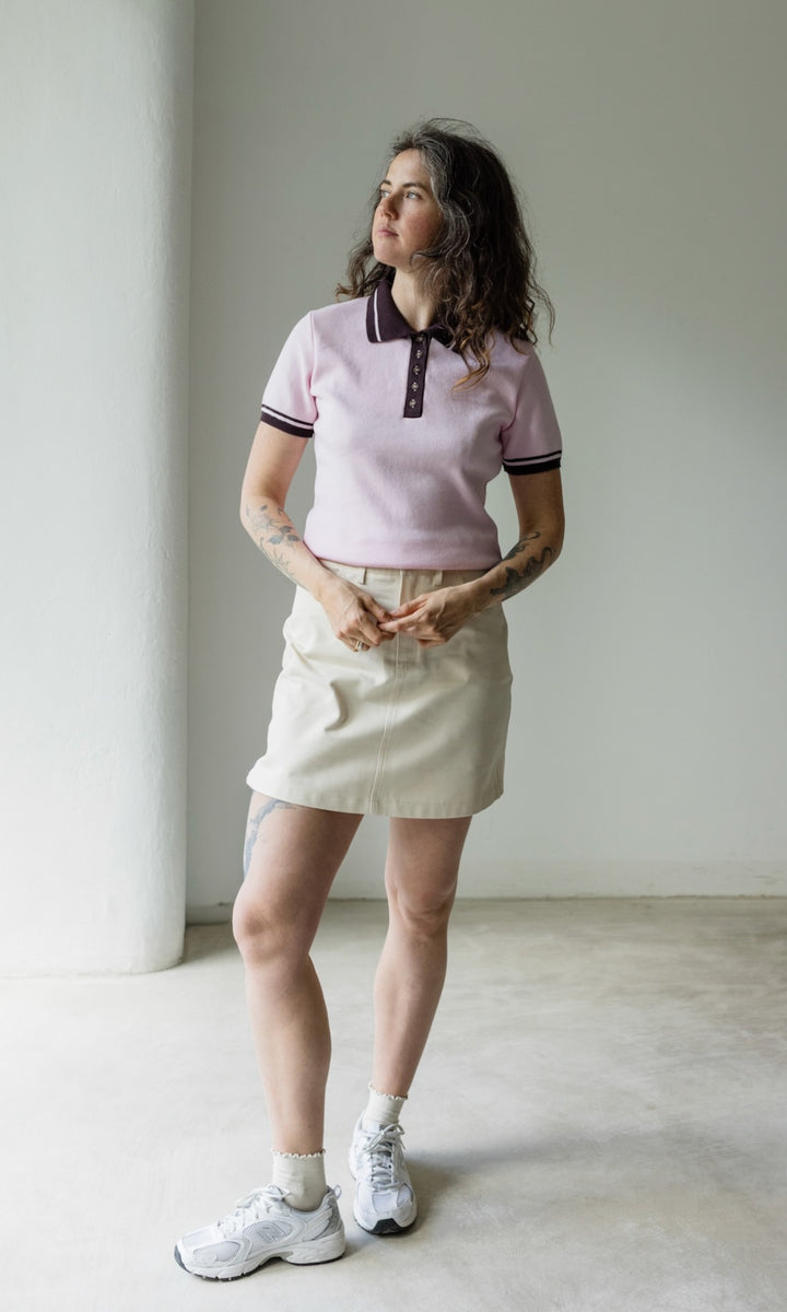 Polo T-Shirt Toni aus Strick Rosé - abricot coco