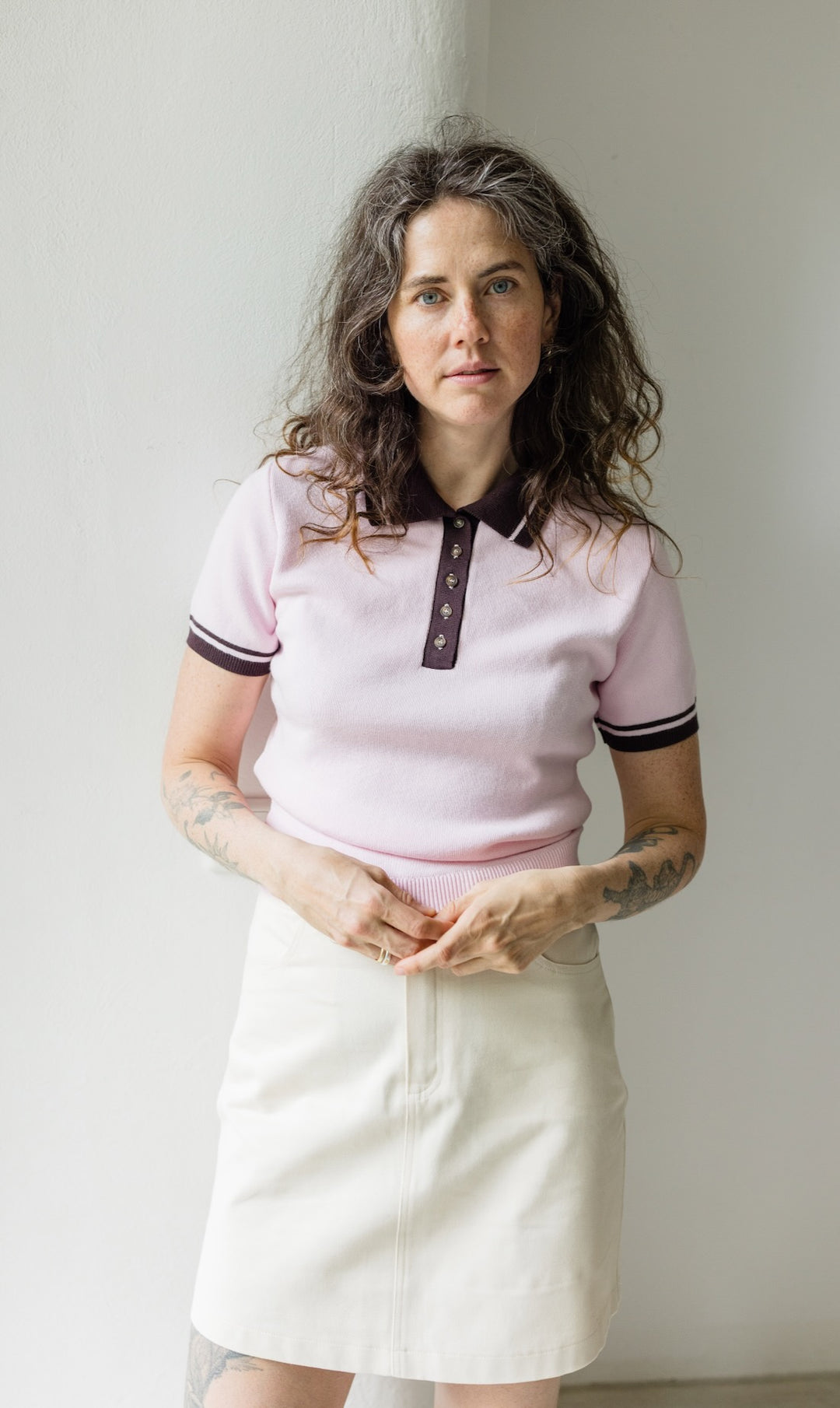 Polo T-Shirt Toni aus Strick Rosé - abricot coco