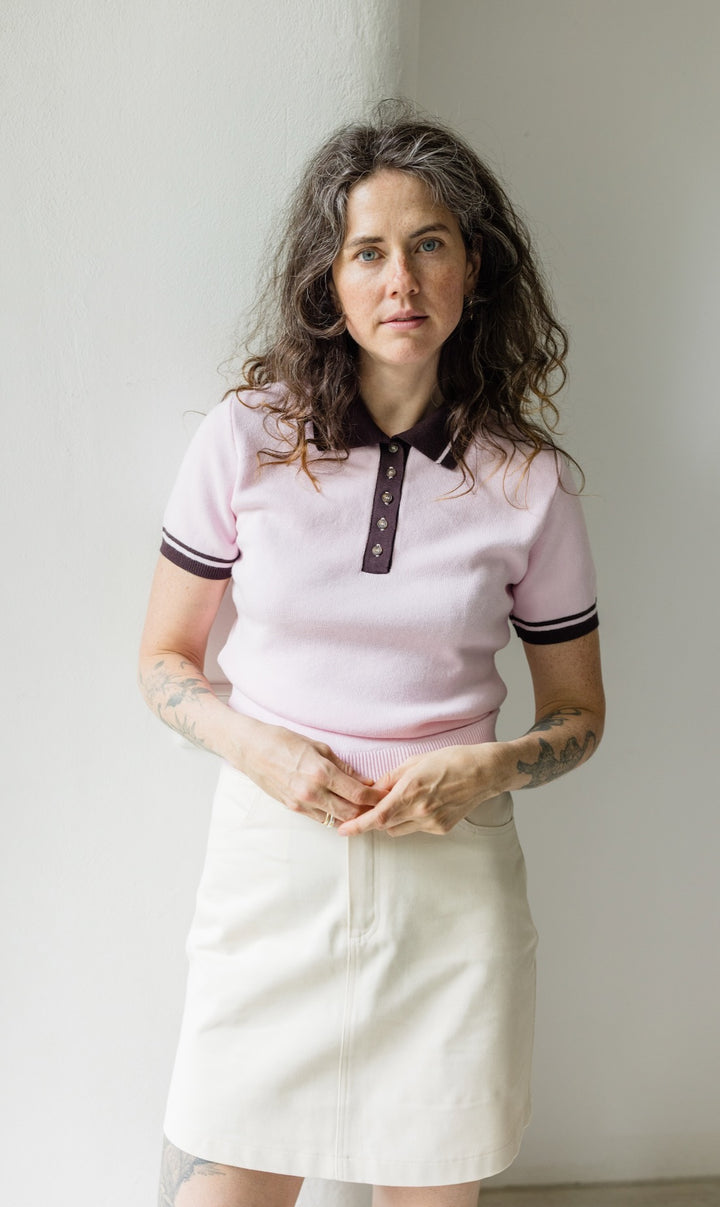 Polo T-Shirt Toni aus Strick Rosé - abricot coco