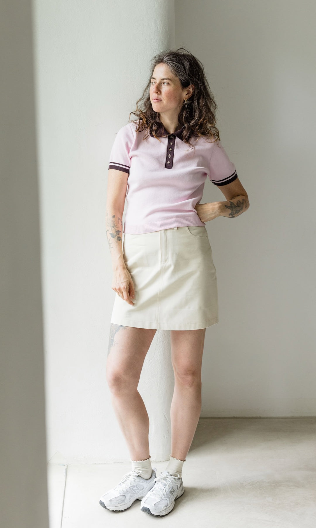 Polo T-Shirt Toni aus Strick Rosé - abricot coco