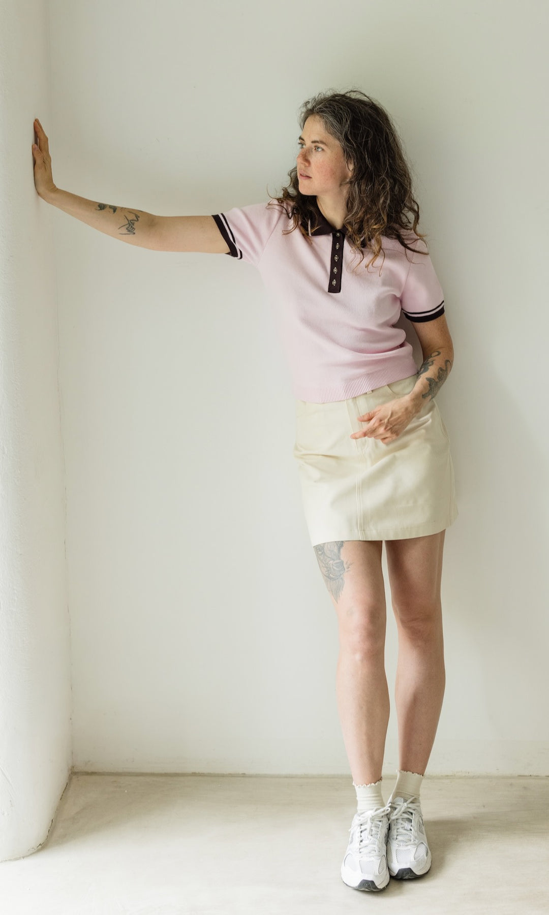 Polo T-Shirt Toni aus Strick Rosé - abricot coco