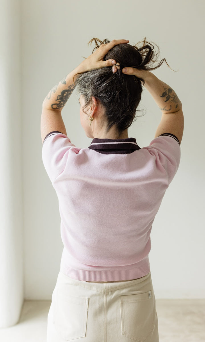 Polo T-Shirt Toni aus Strick Rosé - abricot coco