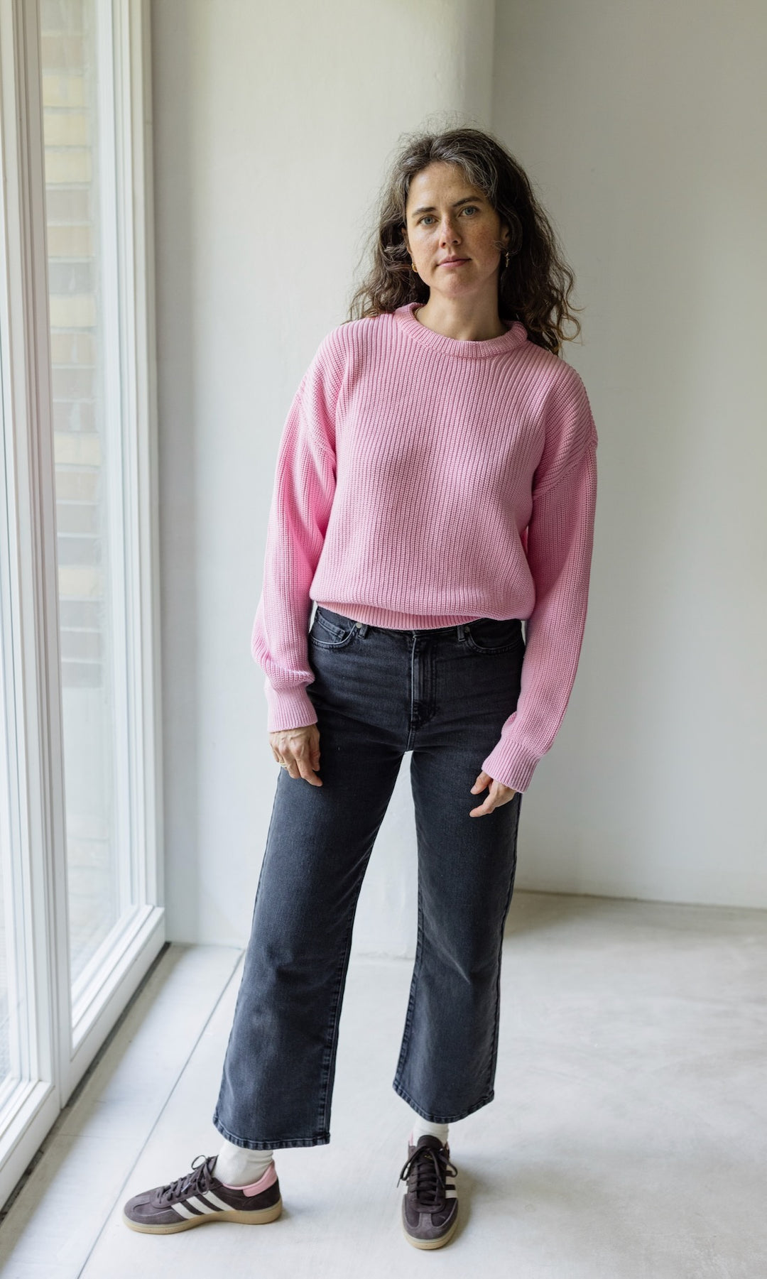 Strickpullover aus Baumwolle Rosé - abricot coco