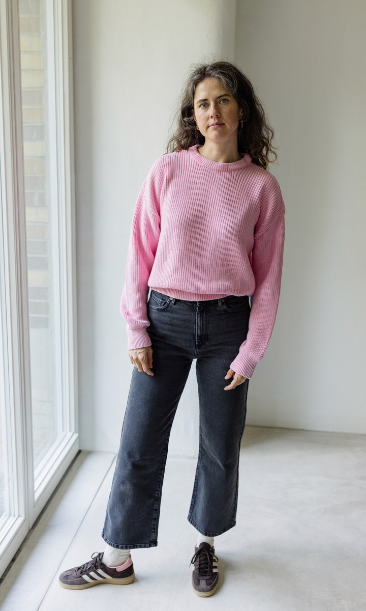 Strickpullover aus Baumwolle Rosé - abricot coco