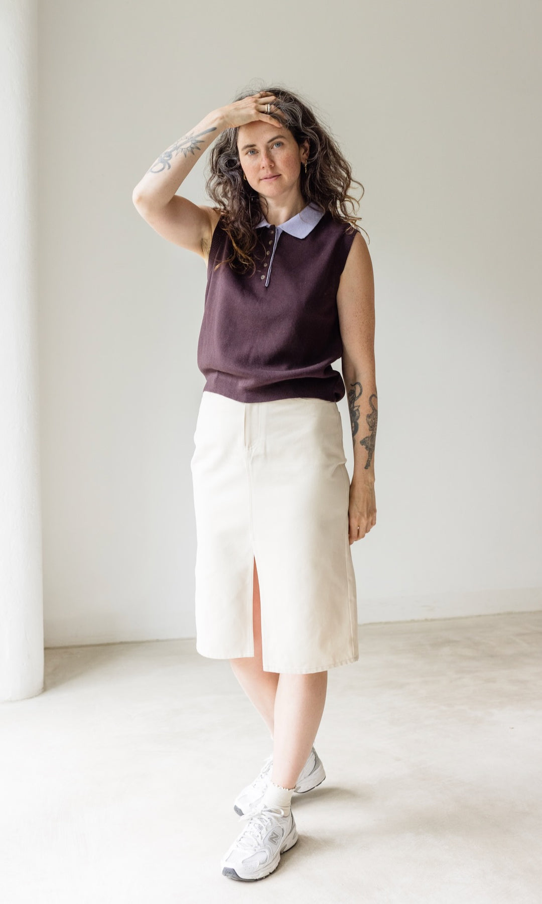 Polo Top Toni aus Strick Chocolat - abricot coco