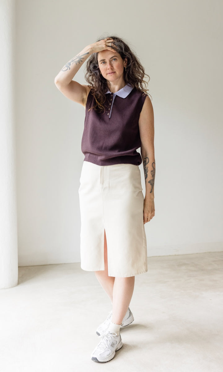 Polo Top Toni aus Strick Chocolat - abricot coco