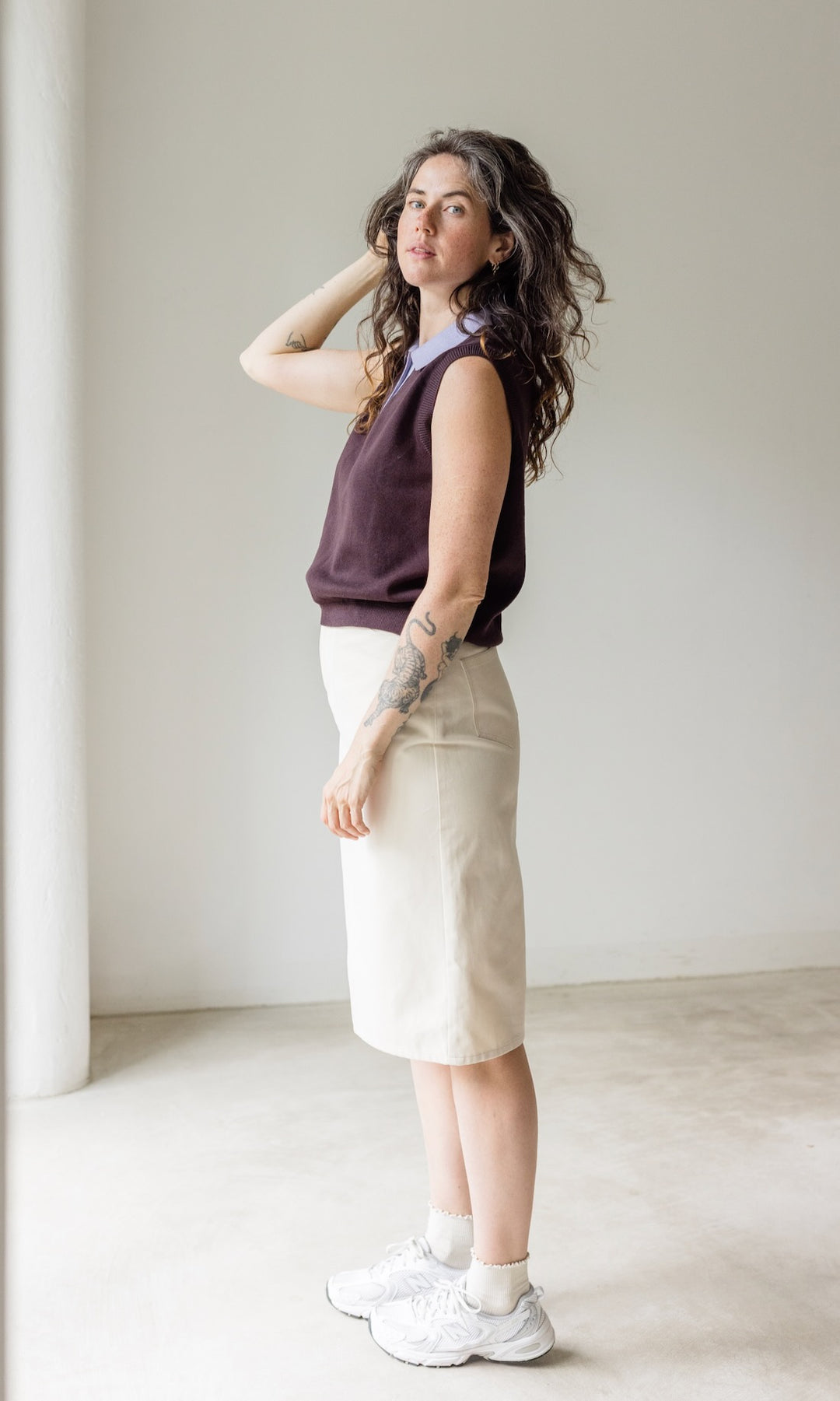 Polo Top Toni aus Strick Chocolat - abricot coco