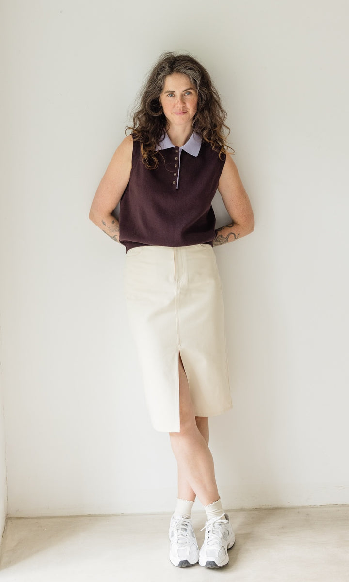 Polo Top Toni aus Strick Chocolat - abricot coco
