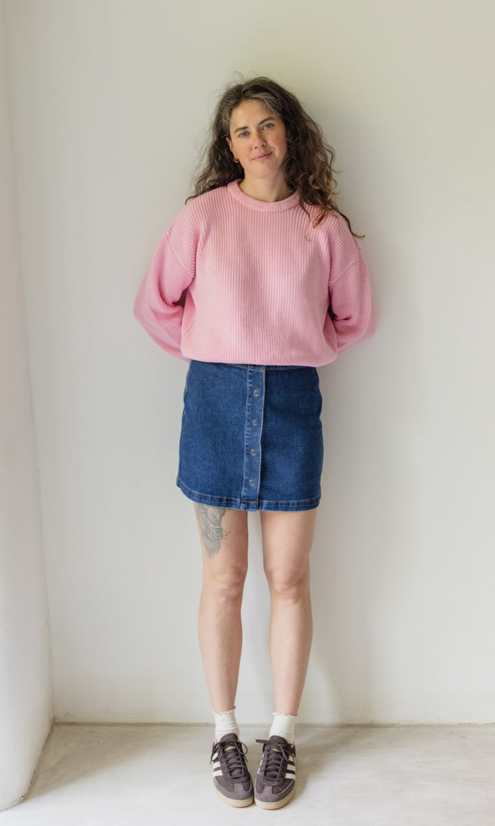 Strickpullover aus Baumwolle Rosé - abricot coco