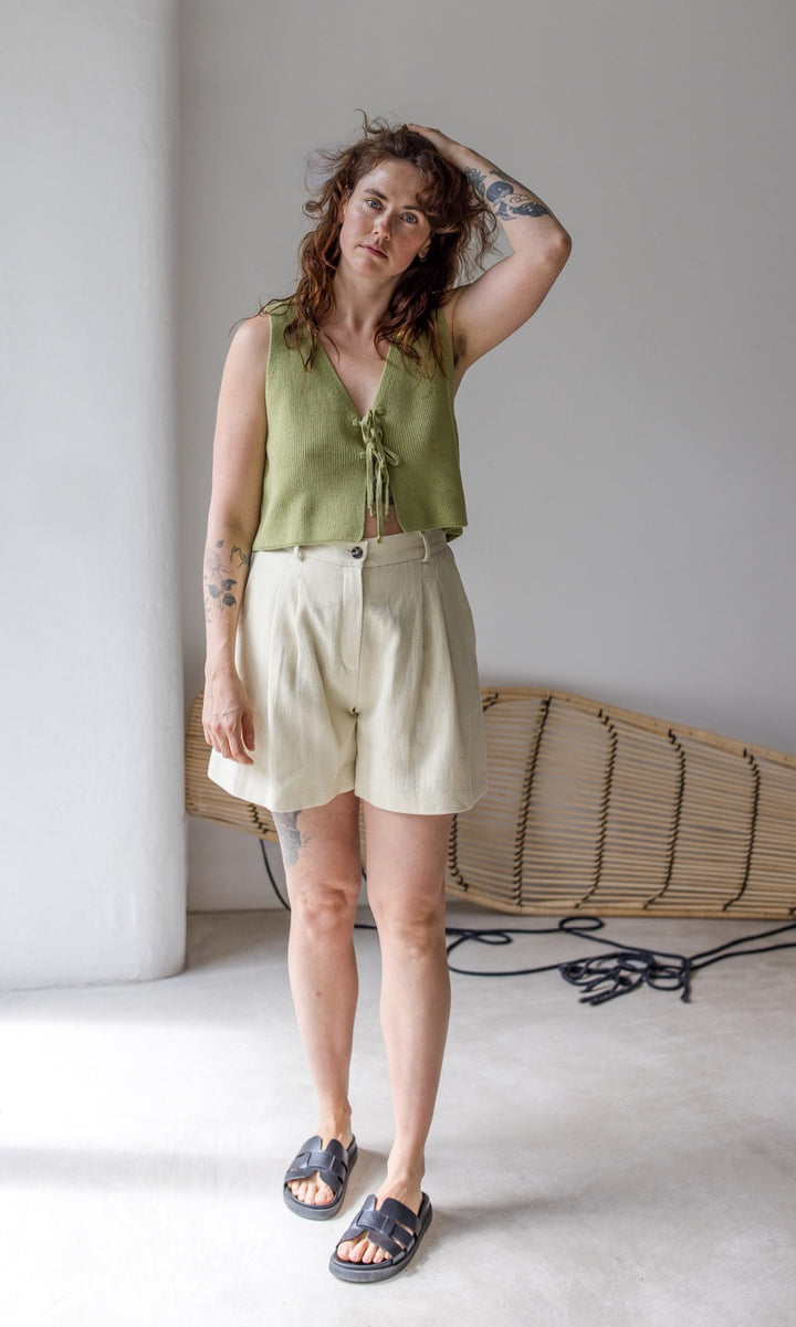 Strickweste mit Schleifendetail - abricot coco